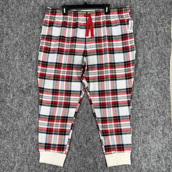 Old Navy Pajama Pants Womens Extra Large Plaid Flannel‎ Jogger Lounge Drawstring - Picture 1 of 9
